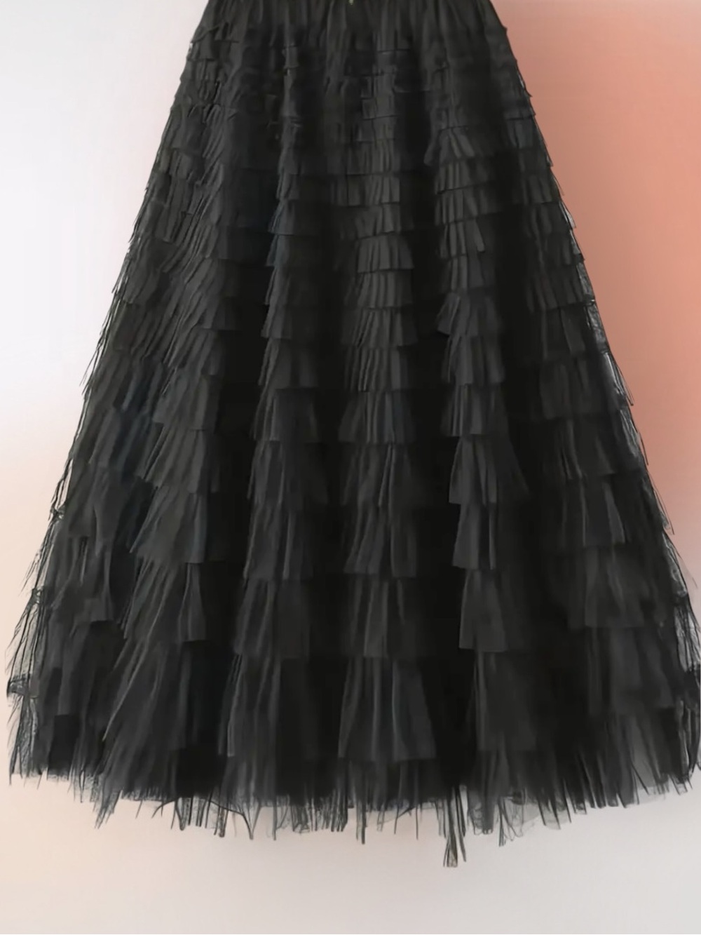 Black Multi Layer Mesh Lined Maxi Skirt Size M NWOT - Picture 4 of 11